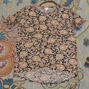 LuLaRoe Floral Paisley Tunic in Black, Pale Yellow & Hints of Light Blue